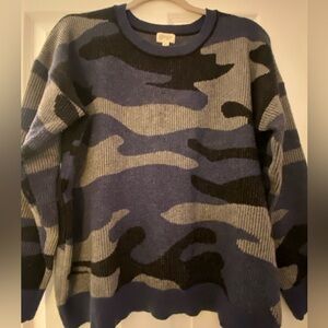 Women’s Greige Camouflage Sweater - Blue and Black